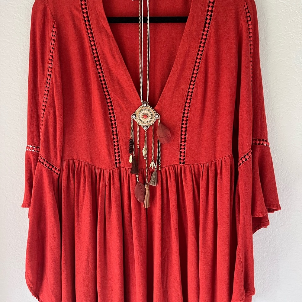 Boho Feather and Bead Embellished Necklace